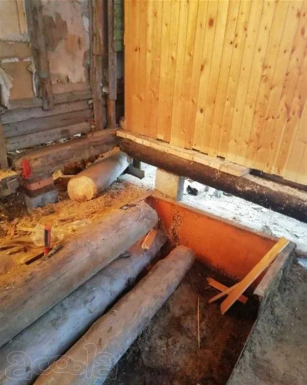 Замена венцов, ремонт фундамента, подъём и перенос домов
