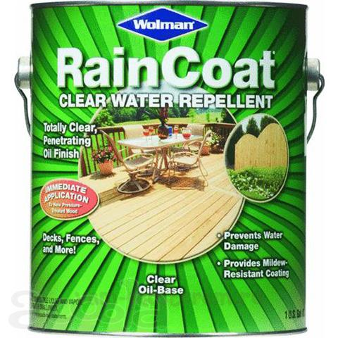 Wolman RAINCOAT® Clear Water Repellent  (Oil Base) США Пропитка водоотталкивающая, прозрачная на алкидной основе.  Для деревянных террас, фасадов, стен, полов и лестниц. Для  внутренних  и  наружных  работ.