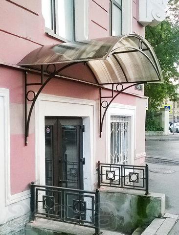 Козырек над входом (металл +поликарбонат). Готовый или на заказ. Производство в СПб. Акция -10%!
